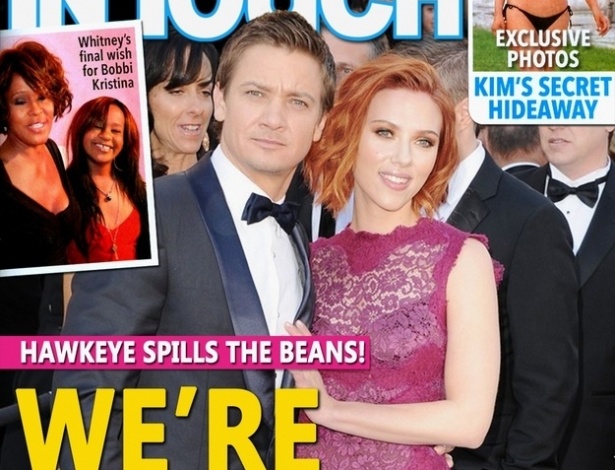 Capa fictícia da revista "In Touch" com o Gavião Arqueiro e a Viúva Negra - Reprodução/tumblr/mediavengers