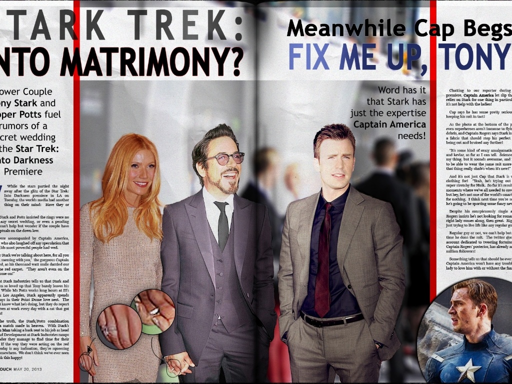 Matéria fictícia da revista "Us" com os Vingadores - Reprodução/tumblr/mediavengers