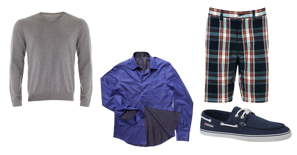 Para combinar bermuda xadrez, você pode usar uma das cores na trama ou escolher uma peça de cor neutra - Divulgação