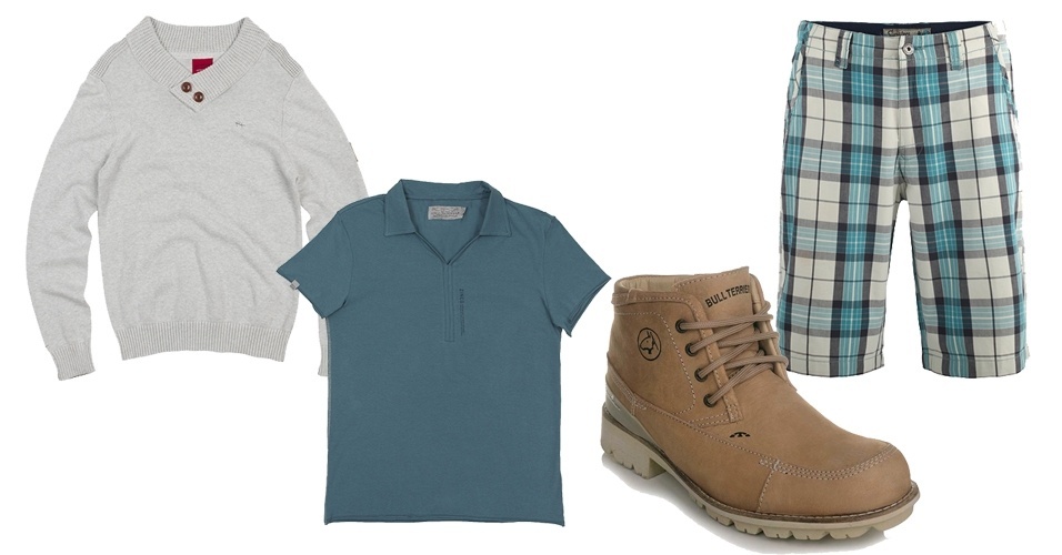 Para usar nos dias de folga, uma sugestão é combinar a bermuda xadrez a uma camisa polo e uma malha de lá para quando esfriar - Divulgação