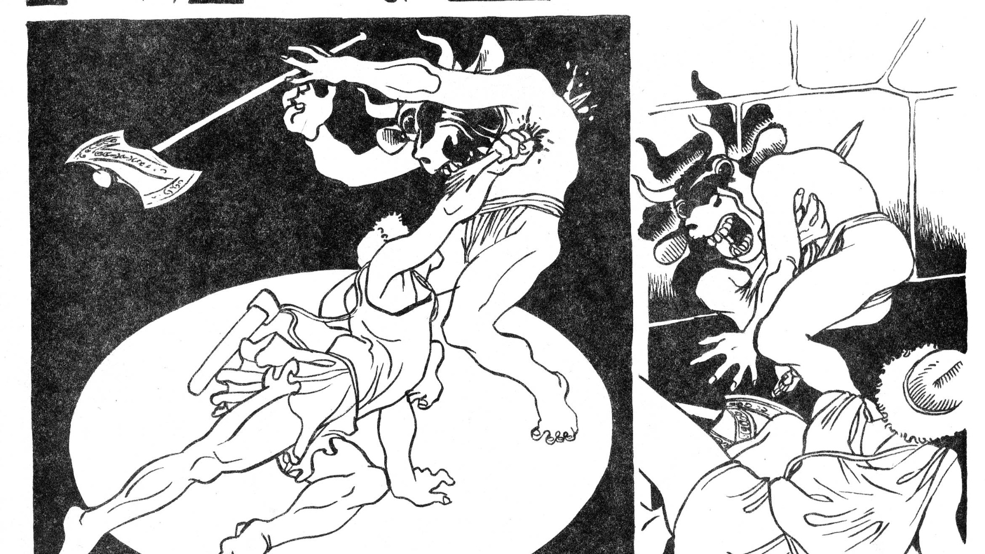 "Minotauro" mostra o lado mais sombrio do cartunista e também aposta em tons monocromáticos uma história de suspense - Acervo/Laerte