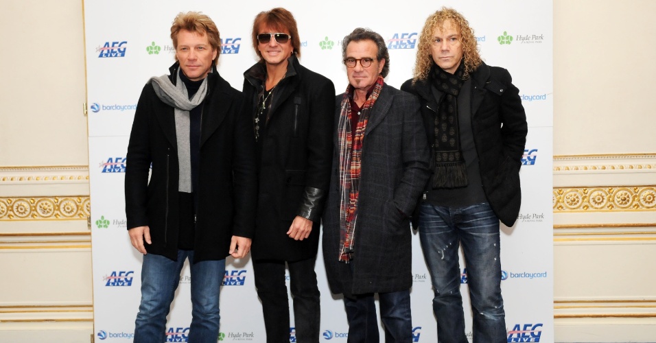 23.jan.2013 - A banda Bon Jovi anuncia shows no Hyde Park no Mandarin Oriental Hyde Park, em Londres