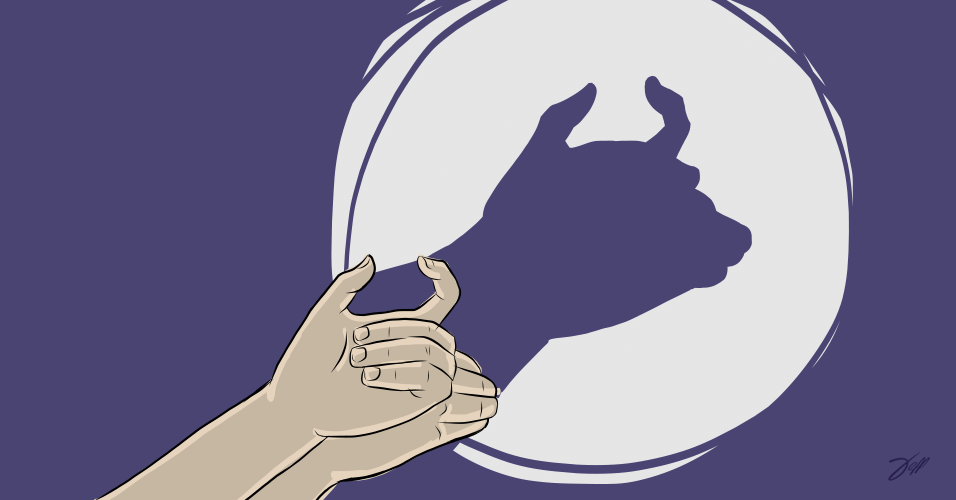 ilustração de boi para o álbum de animais com sombras - Jeff Camargo/UOL