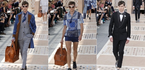 27 jun. 2013 - Modelos desfilam looks da Louis Vuitton para o Verão 2014 durante a semana de moda masculina de Paris - François Guillot/AFP