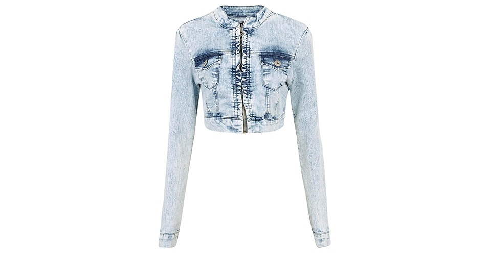 Jaqueta cropped feminina em jean;  R$89,90, na Renner (www.renner.com.br) Preços pesquisados em junho de 2013 e sujeitos a alterações - Divulgação