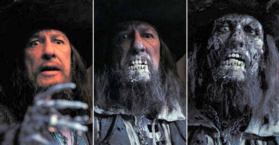 O vilão Barbossa (Geoffrey Rush) em "Piratas do Caribe - A Maldição do Pérola Negra" - Reprodução