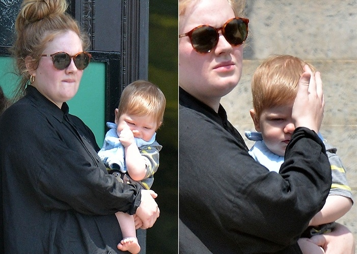 26.jun.2013 - A cantora Adele foi fotografada com seu filho no zoológico do Central Park, em Nova York. Ela não divulgou formalmente o nome do bebê de oito meses, mas acredita-se que ele se chame Angelo James Konecki. Ele é fruto da relação da cantora de "Rolling in the Deep"com o empresário Simon Konecki