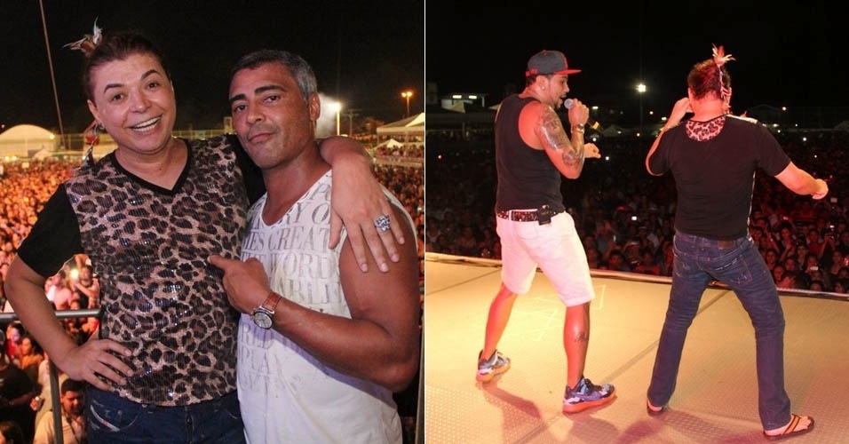 28.jun.2013 - Romário e David Brazil vão ao show de Naldo em Parintins