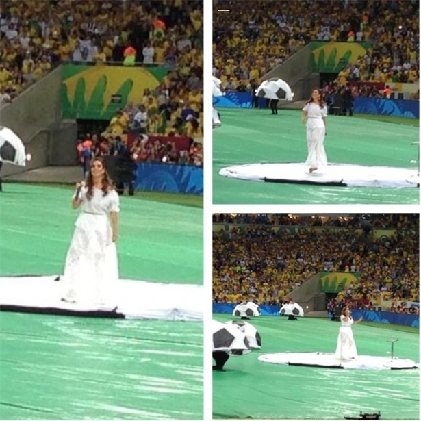 30.jun.2013 - Ivete Sangalo canta na final da Copa das Confederações no Rio de Janeiro, entre Brasil e Espanha