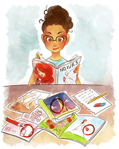 Ilustração da matéria Dez detalhes que as noivas precisam saber ao comprar o vestido - Leh Latte/Arte UOL