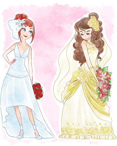 Ilustração da matéria Dez detalhes que as noivas precisam saber ao comprar o vestido - Leh Latte/Arte UOL