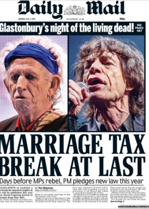 Richards e Jagger são ironizados pelo "Daily Mail" - Reprodução / Daily Mail