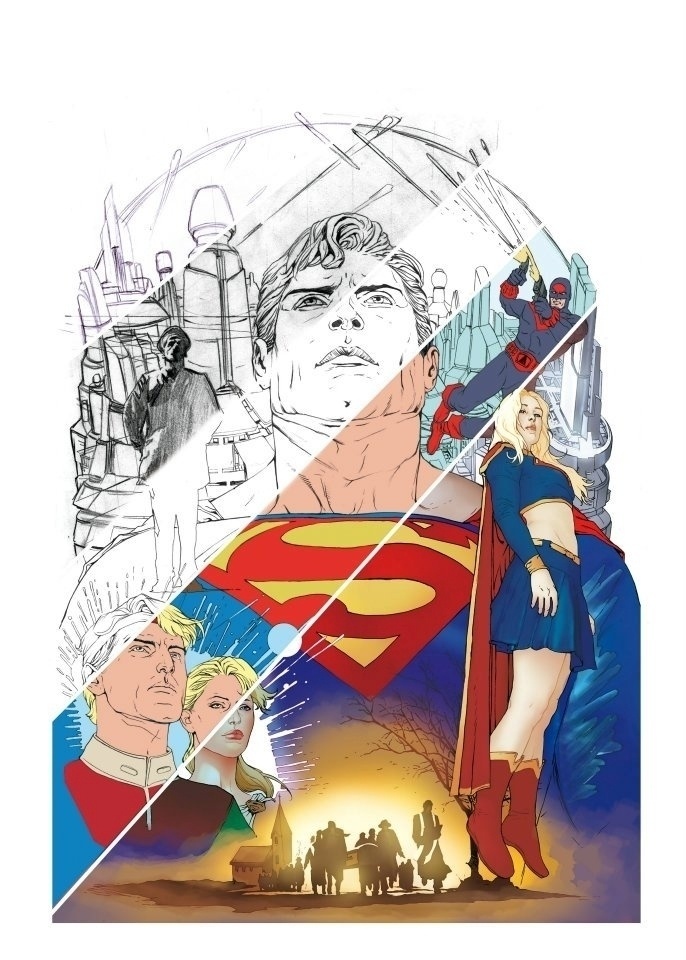 Rascunho de Renato Guedes mostra personagens presentes no universo do super herói