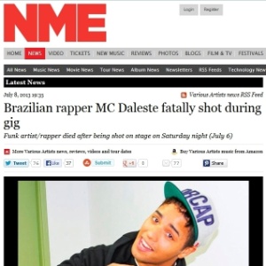 8.jul.2013 - Imprensa internacional repercute morte do MC Daleste - Reprodução / New Musical Express