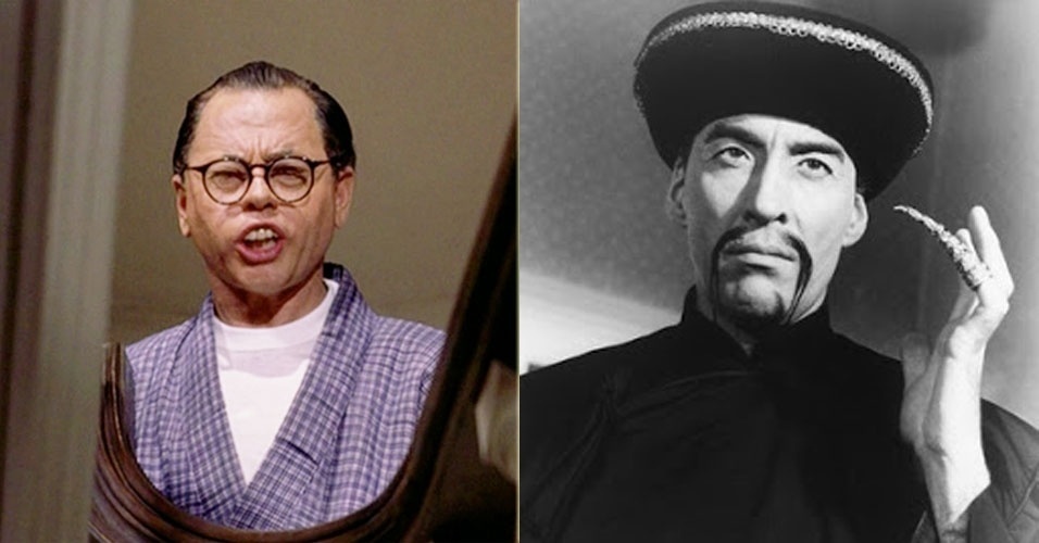 O MATADOR DE ESTERIÓTIPOS - Antes de Bruce Lee, asiáticos eram representados no cinema apenas como serviçais, palhaços ou vilões; e ainda por homens brancos caracterizados, como Mickey Rooney em "Bonequinha de Luxo" ou Christopher Lee como Fu Manchu. Lee redefiniu a imagem dos asiáticos no cinema, trazendo um herói que se tornou também ídolo de outras minorias urbanas, como negros e latinos - Reprodução