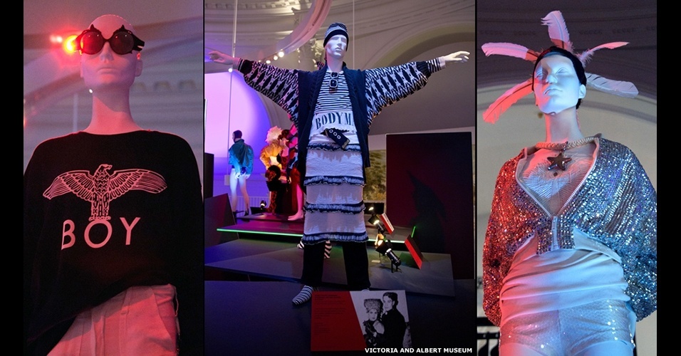 Metade da exposição do V&A fala sobre os estilistas. A outra metade mostra identidades das diferentes "tribos", como os góticos, os novos românticos e a cultura "rave" - BBC