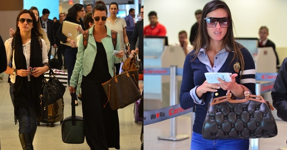 13.jul.2013 - As atrizes Camila Rodrigues e Juliana Knust e a ex-A Fazenda Nicole Bahls embarcam no aeroporto Santos Dumont