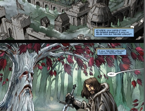 Assim como a série de TV guarda semelhanças e diferenças com a saga literária, os quadrinhos também apresentam pontos em comum e grandes divergências com os livros. As principais semelhanças estão no quadro geral, nos grandes arcos dramáticos, além do modo como os personagens são retratados - muitos deles foram envelhecidos na série e nos quadrinhos voltaram às suas faixas etárias originais - Reprodução