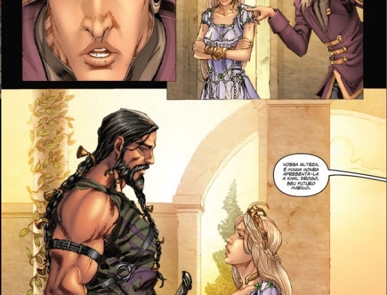 Leia a saga, acompanhe a série na TV e agora leia a adaptação para os quadrinhos de "A Guerra dos Tronos", épico de capa e espada do escritor George R.R. Martin. Lançada em 2012 nos Estados Unidos pela Dynamite, a série em quadrinhos chega ao Brasil por meio da Casa da Palavra, através do selo Fantasy, no formato de TP (trade paperback). O primeiro volume reune os seis primeiros números publicados de forma seriada pela editora norte-americana. - Reprodução