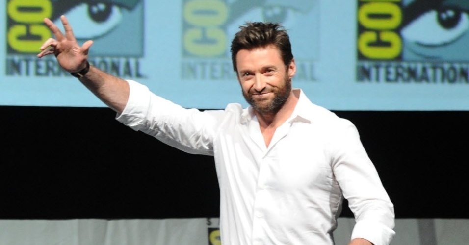 20.jul.2013 - O ator Hugh Jackman no painel do filme "X-Men: Days of Future Past" no quarto dia da Comic-Con