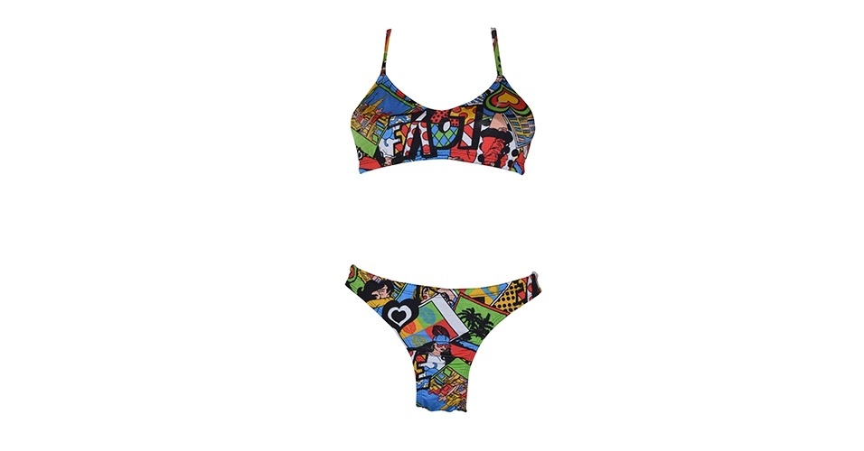 Sunkini com estampa colorida; R$ 72, na Fabíola Molina (www.fabiolamolina.com.br). Preço pesquisado em julho de 2013 e sujeito a alterações - Divulgação