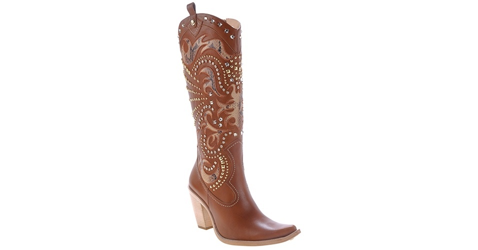 Bota estilo caubói com aplicações; R$ 1.299, na Jorge Bischoff (www.jorgebischoff.com.br). Preço pesquisado em  julho de 2013 e sujeito a alterações - Divulgação