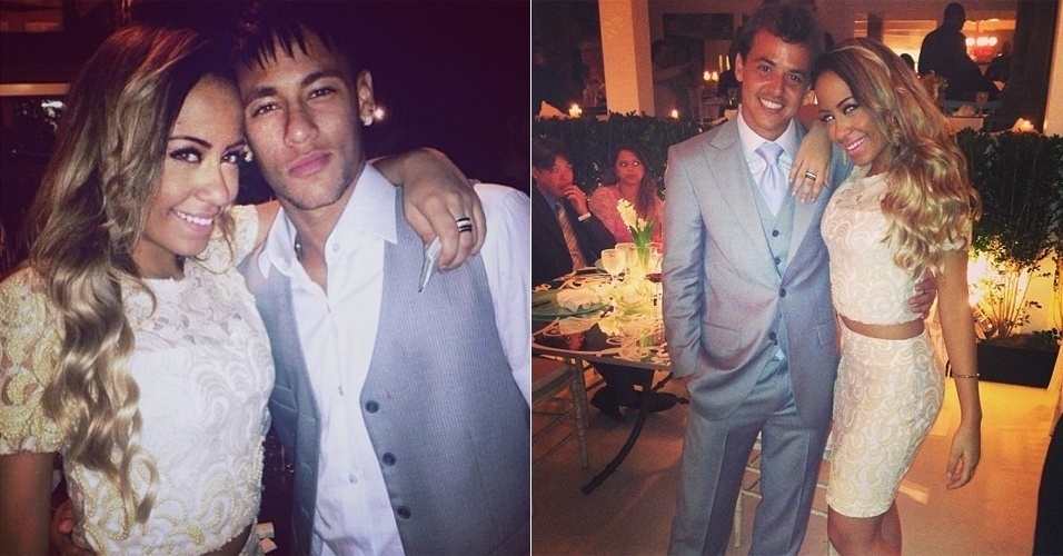 25.mai.2013 - Rafaella Beckran, irmã do craque Neymar, usou um conjunto branco com bordados de pérolas, joia bastante usada por noivas, no casamento do jogador Paulo Henrique Ganso, realizado no hotel Tabatinga, no litoral de SP - Reprodução/Instagram/rafaellabeckran