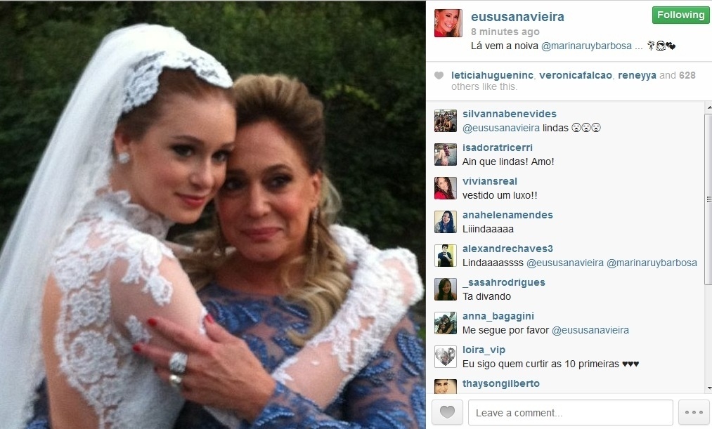 30.jul.2013 - Susana Vieira grava cena com Marina Ruy Barbosa vestida de noiva para "Amor à Vida"