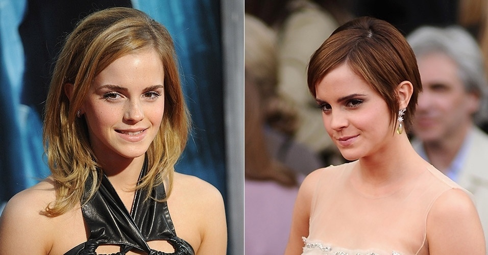 Emma Watson fez uma grande mudança e deixou as madeixas bem curtas depois do fim das filmagens do último filme da saga "Harry Potter", no qual interpretava Hermione
