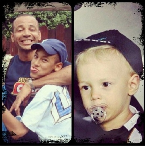 11.ago.2013 - O jogador Neymar publicou foto de seu pai e do filho no Dia dos Pais em seu Instagram