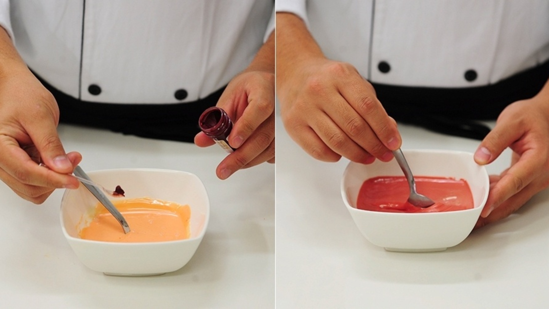 Para chegar ao tom desejado, adicione o corante vermelho à mistura, aos poucos, mexendo bem até chegar a uma cor uniforme - Junior Lago/UOL