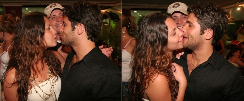 A atriz Camila Rodrigues acompanha o então namorado na inauguração da pizzaria da família de Gagliasso, na Barra da Tijuca (16/11/05