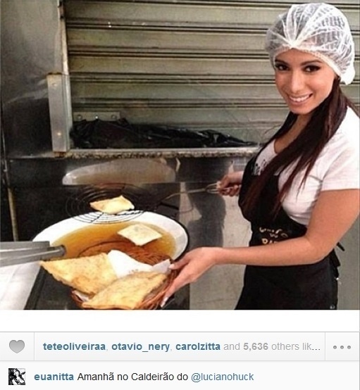 23.ago.2013- Anitta publicou uma foto fritando pastéis para quadro "Se eu fosse você" do "Caldeirão do Huck". O programa vai ao ar neste sábado, 24