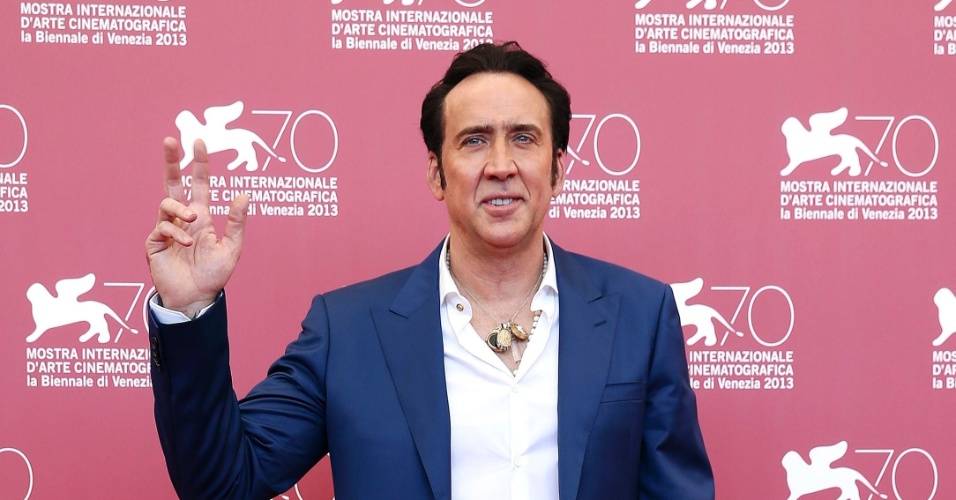 30.ago.2013 - O ator Nicolas Cage durante sessão de fotos do filme "Joe" no Festival de Veneza