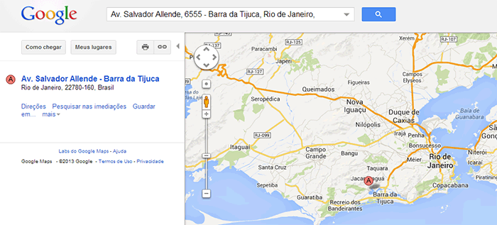 Bienal do Livro - mapa do Google para Arnaldo Branco - Reprodução/Google