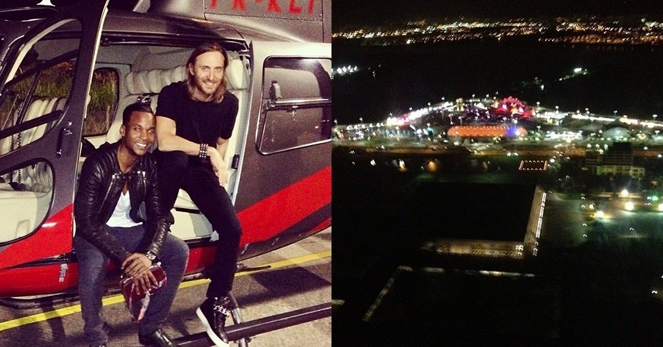 13.set.2013 - David Guetta publica visual do helicóptero que usou para chegar à Cidade do Rock. O DJ se apresenta na primeira noite no Palco Mundo, entre os shows de Ivete Sangalo e Beyoncé