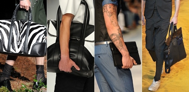 As marcas internacionais têm investido em diferentes tipos de bolsas masculinas. Há modelos para carregar na mão, com alça ou a tiracolo - Getty Images
