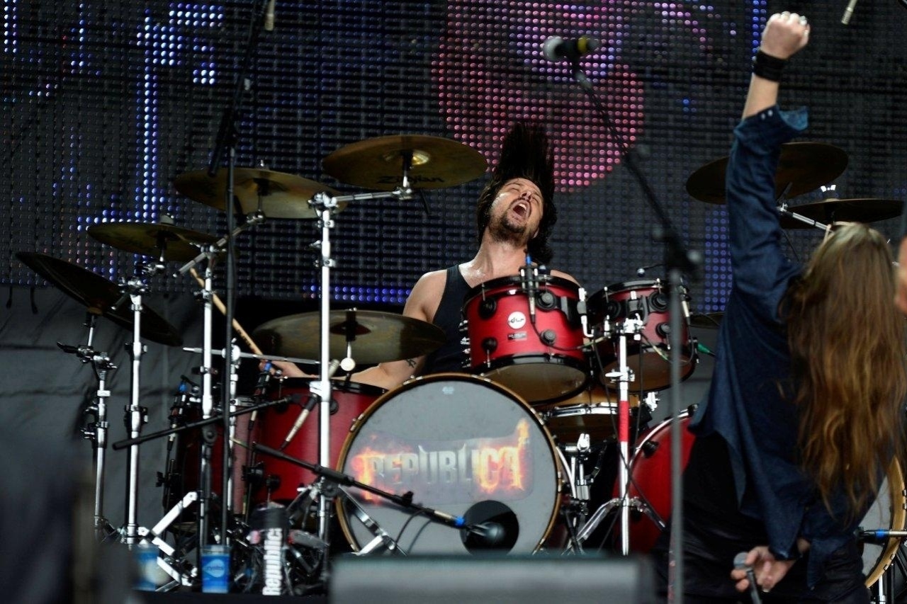 19.set.2013 - O baterista Gabriel Triani, da banda República, abre segundo final de semana do Rock in Rio no Palco Sunset - Andre Muzell/AgNews