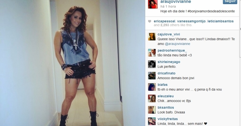 20.set.2013 -  Fã de Bon Jovi, Viviane Araújo mostra visual que vai usar no Rock in Rio e conta que banda é "amor desde adolescente"