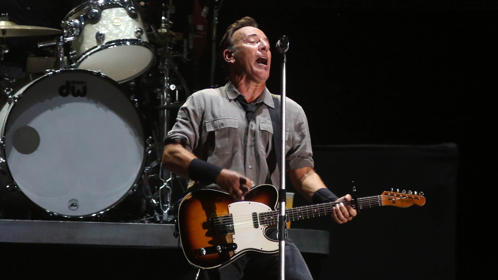 21.set.2013 - O cantor Bruce Springsteen se apresenta no Palco Mundo do Rock in Rio - Fernando Maia/UOL