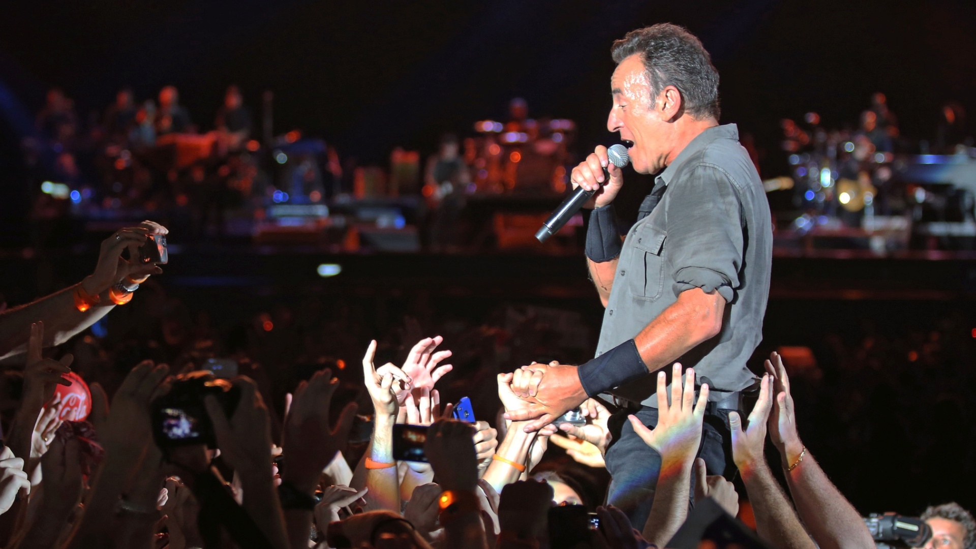 21.set.2013 - O cantor Bruce Springsteen se apresenta no Palco Mundo do Rock in Rio - Fernando Maia/UOL