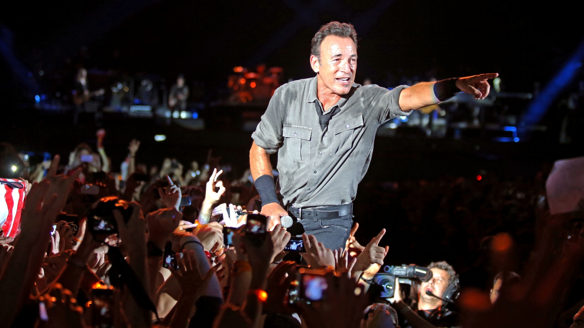 21.set.2013 - O cantor Bruce Springsteen se apresenta no Palco Mundo do Rock in Rio - Fernando Maia/UOL