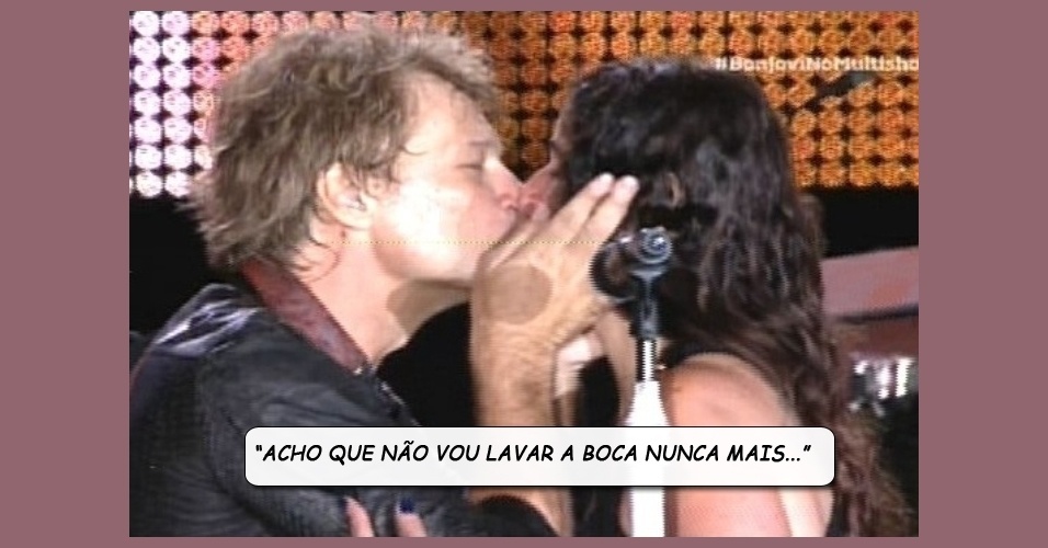 "Acho que não vou lavar a boca nunca mais", Rosana Guedes, a fã de Campinas (SP), que ficou famosa por subir ao palco do show de Bon Jovi e ganhar um selinho de Jon - Reprodução/Multishow