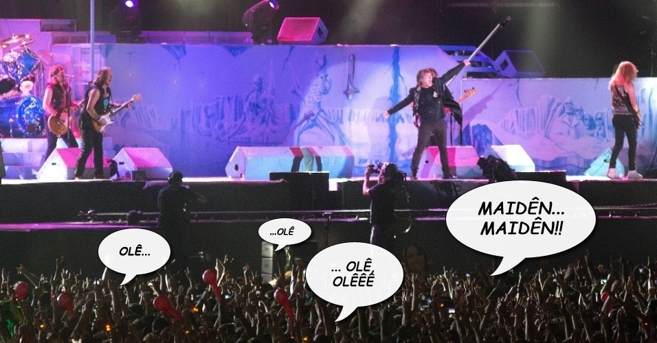 "Olê, olê, olê, olêêê... Maidên... Maidên", grito de torcida dos fãs da banda Iron Maiden, no show ensurdecedor que fechou a edição 2013 do Rock in Rio - Fernando Maia/UOL