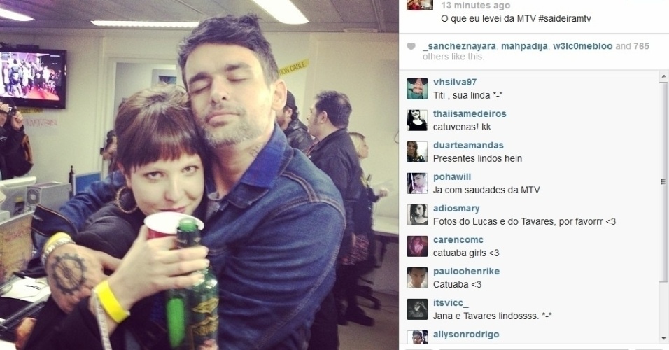 26.set.2013- "O que levei da MTV", escreveu Titi Müller no Instagram ao publicar foto de Jana Rosa