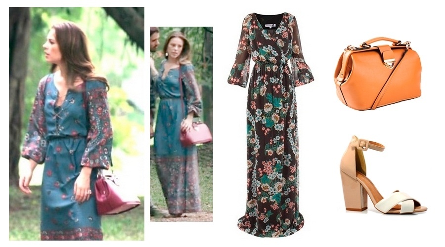 Paloma (Paolla Oliveira) em "Amor à Vida" tem estilo discreto, mas na moda. A personagem é sempre vista usando vestidos longos estampados e com poucos acessórios, também discretos - Reprodução e Divulgação