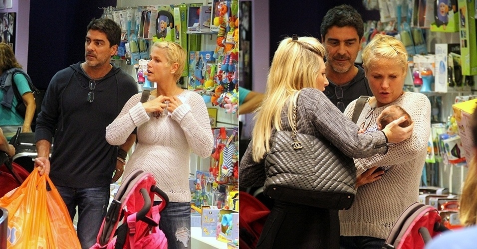 29.set.2013 - Xuxa e Junno fazem compras em shopping no Rio