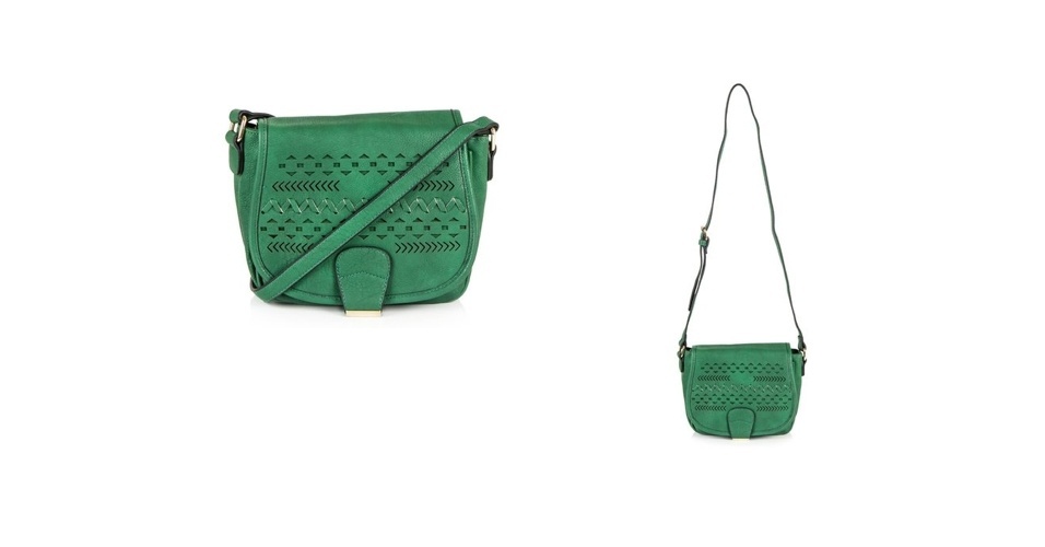 Para dar cor ao visual, bolsa de couro verde com recorte étnico, tendência desde o verão passado; R$ 89,90, no e-commerce Olook (Tel.: 11 5054-4141) Preço pesquisado em setembro de 2013 e sujeito a alterações - Divulgação