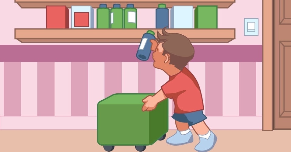 Mercadinho: a diversão começa com a montagem do mercado. Os produtos podem ser embalagens que iriam para o lixo reciclável, depois de higienizadas. Exponha os itens em um cantinho e use um pufe com rodinhas, ou sacolas, para carregar o que for comprado. A atividade tem de ter, pelo menos, dois participantes: um vendedor e um comprador. Com crianças que tenham noções de soma e subtração, pode-se fazer com papel um dinheirinho para a brincadeira ficar ainda mais parecida com a realidade - Divasca/Arte UOL