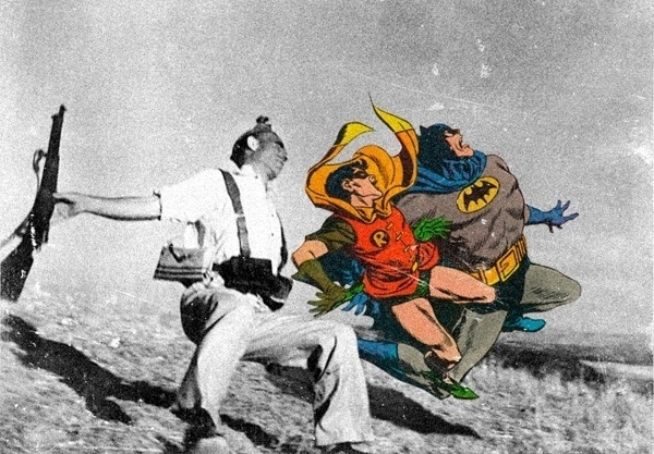 Ilustração de Butcher Billy sobre "O Soldado Caído", de Robert Capa, tirada em de 5 de setembro de 1936, durante o início da Guerra Civil Espanhola - Butcher Billy/Divulgação